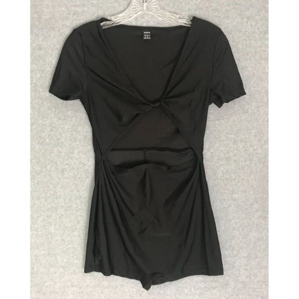 New! SHEIN Sexy Romper Front Cut-Out Womens Medium (6) Black‎ Lightweight